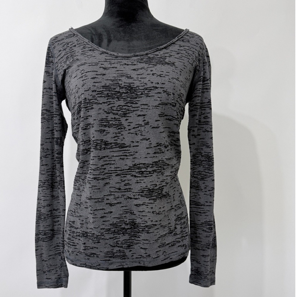 Mossimo Burnout Long Sleeve Tee Juniors L Womens M Gray Grunge Indie Layering